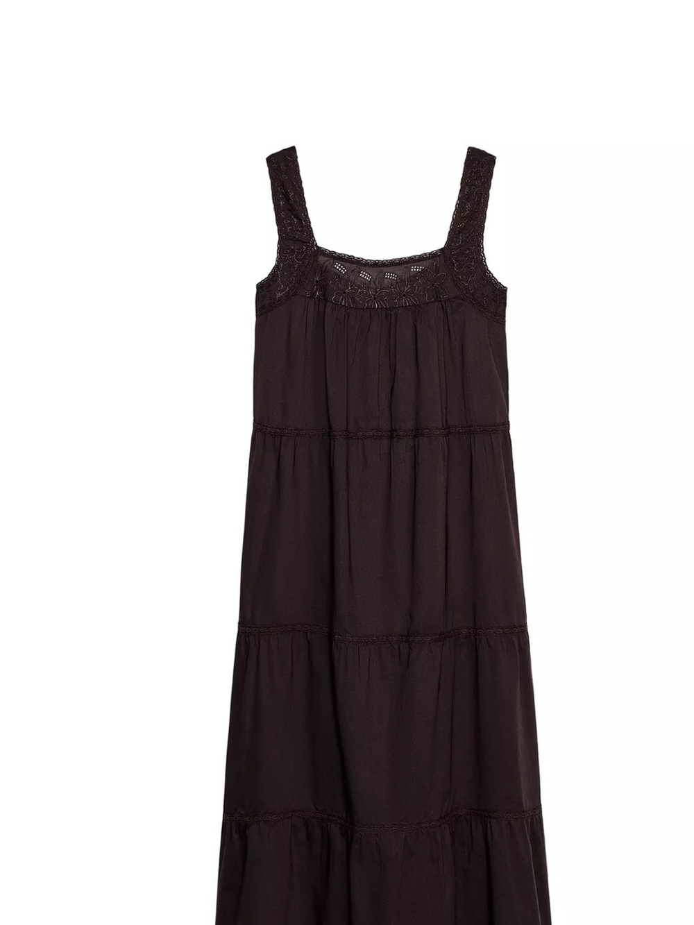 Zara Brown Maxi Dress with Crochet Trim